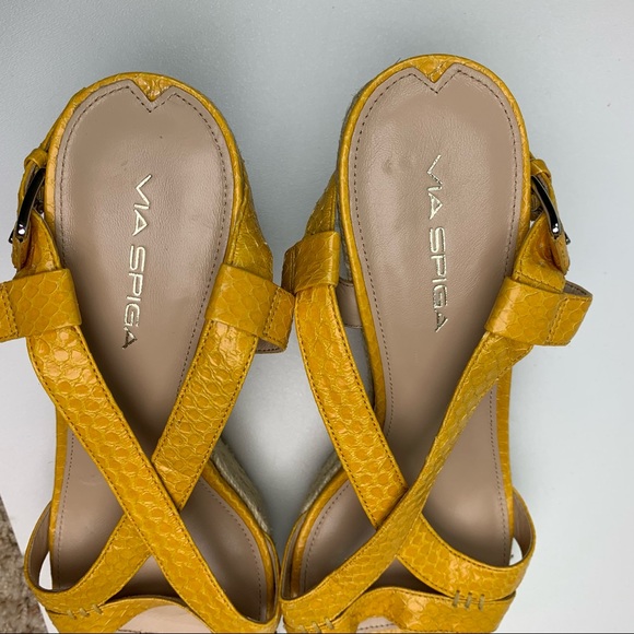 Via Spiga Espadrille Wedge Sandals Yellow Size 8.5 - Picture 6 of 12